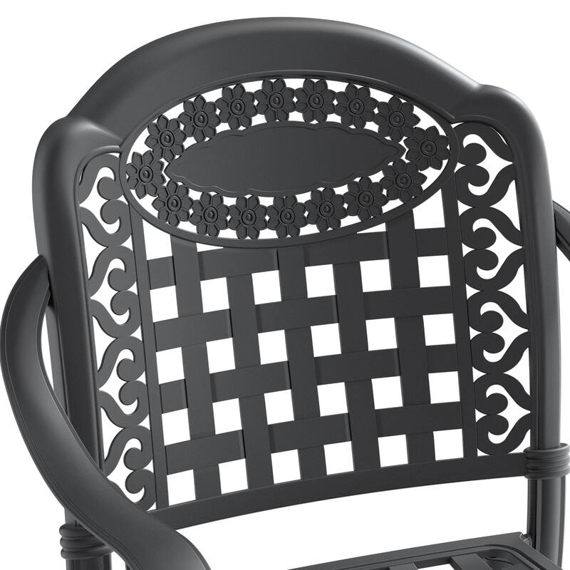 7 Pcs Outdoor Dining Set, Patio Aluminum Furniture Set with 2 Swivel Rocker Chairs, 4 Dining Chairs and Rectangular Table
