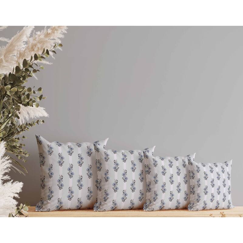 Floral Luminosity Indoor/Outdoor Reversible Throw Pillow Blue and Black