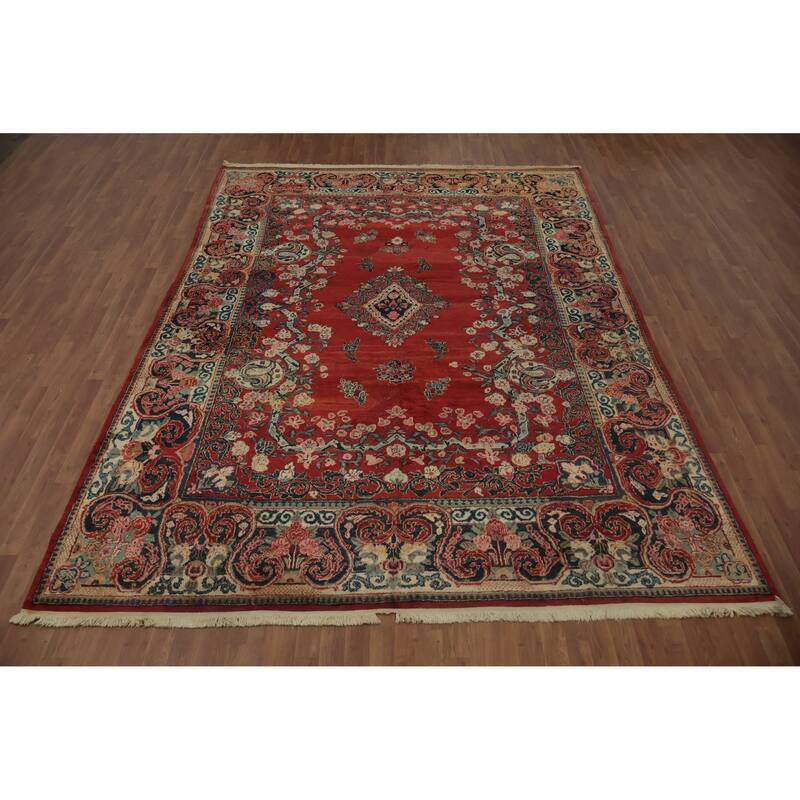 Hand Knotted Oriental 100% Wool Carpet Traditional Floral Red Mahal Area Rug - 11' 9'' X 8' 8''