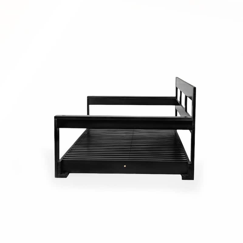Patio Wooden Twin Size Porch Swing Daybed Frame with 4 Hanging Ropes for Backyard and Outdoor Use