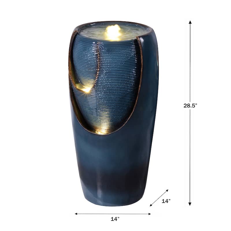 LED Lighted Bubbling Outdoor Garden Water Fountain - 28.5"