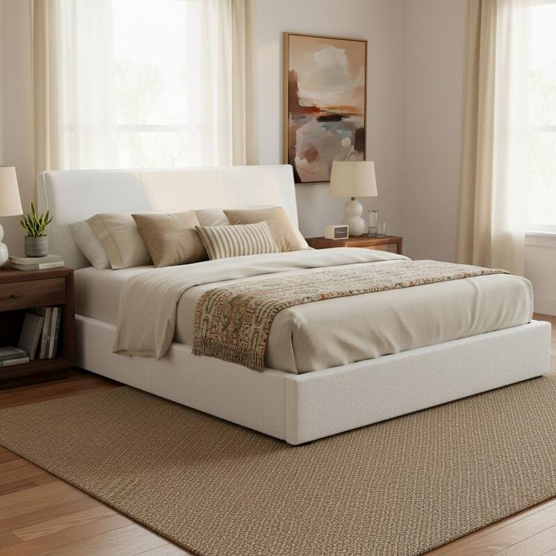Christopher Knight Home - Ergonomic Boucle Upholstered Platform Bed Frame
