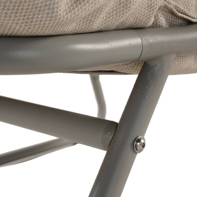 Outdoor Lounge Chair with Foot Stool, Comfy Sling Recliner Chair with Puffy Cushion and Foot Rest