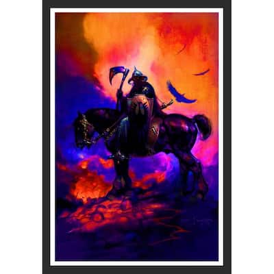Death Dealer 1 Fantasy art poster Frank Frazetta Non Flock Blacklight Framed Poster - 24 x 36 Inch