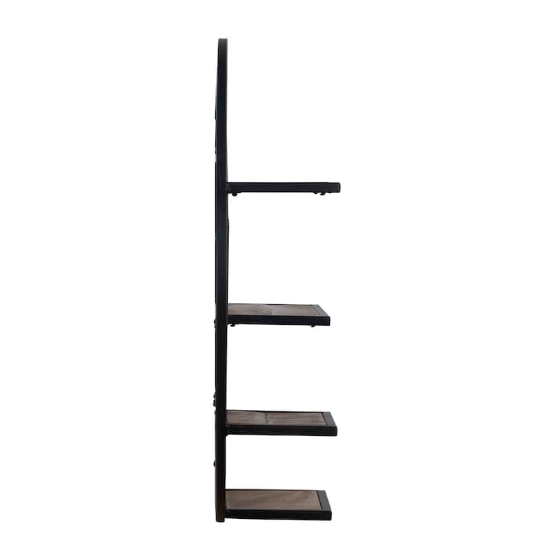 30" Round Floating Wall Shelf in Mango Wood and Metal Frame