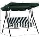preview thumbnail 11 of 11, MCombo 3-Person Outdoor Porch Canopy Swing Patio Hanging Swing with Steel Stand, UV Protection Convertible Canopy, 4008 Green With White Stripes