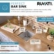 preview thumbnail 4 of 7, Ruvati 13 x 15 inch Undermount Bar Prep Tight Raduis 16 Gauge Kitchen Sink Stainless Steel Single Bowl - 11″ x 13″