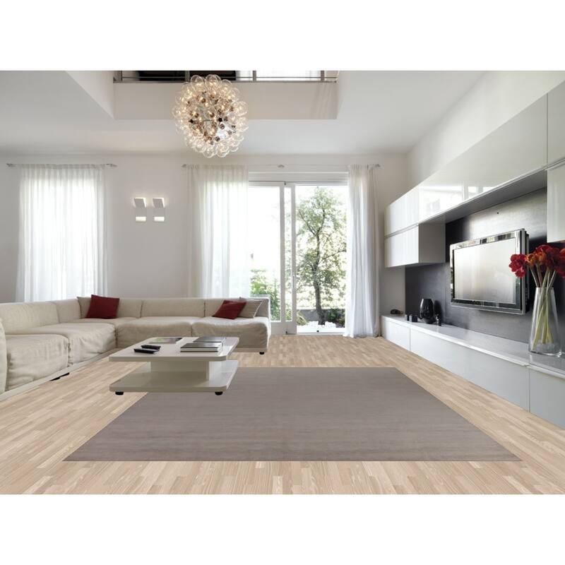 Hand Knotted Oriental 100% Wool Carpet Modern Solid Brown Gabbeh Area Rug - 13' 0'' X 10' 3''