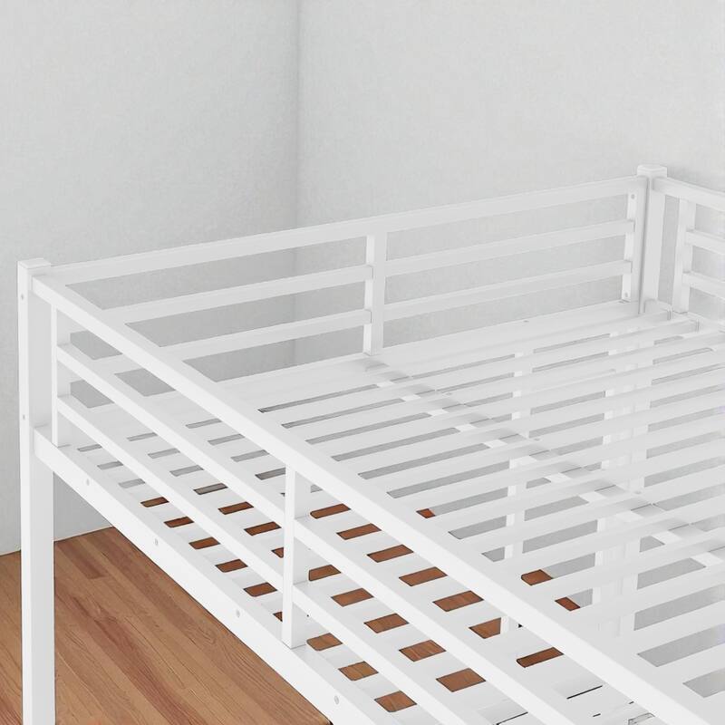 Metal Queen over Queen Bunk Bed, Space-Saving, Noise-Free Design, No Box Spring Needed, White