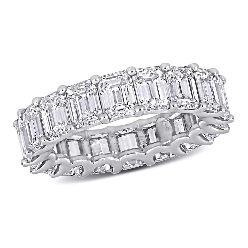 Miadora 9ct TDW Emerald Cut Diamond Eternity Ring in 18k White Gold