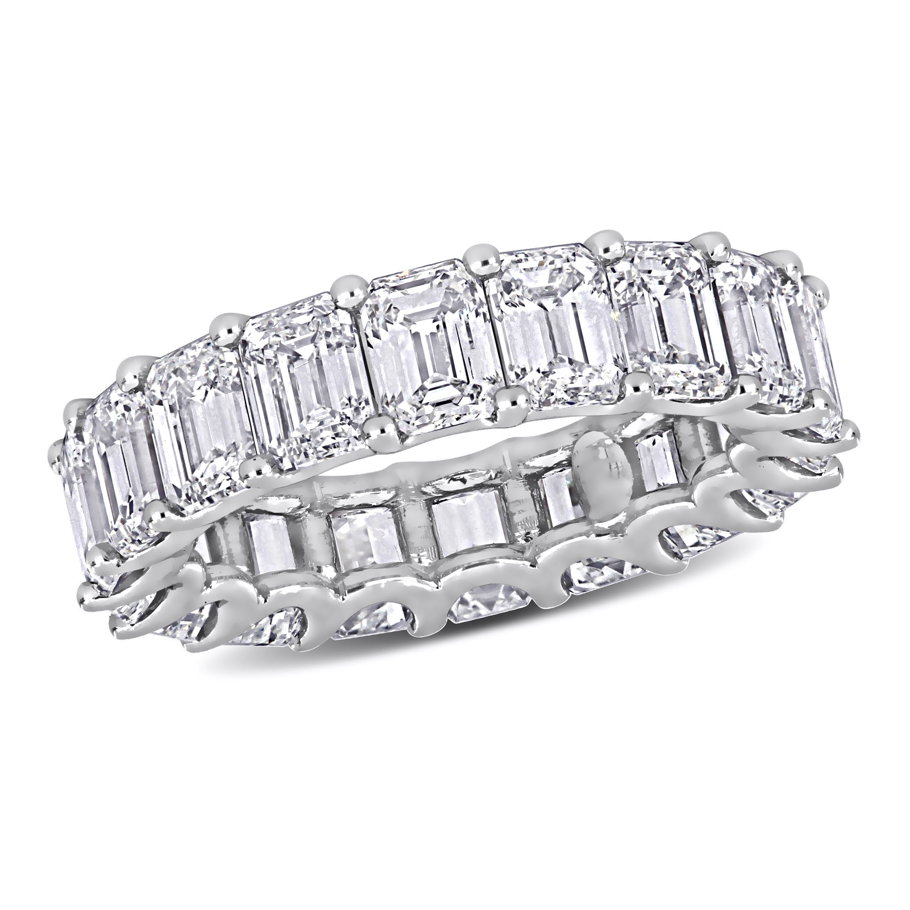 Miadora 9ct TDW Emerald Cut Diamond Eternity Ring in 18k White Gold