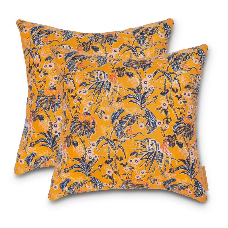 Vera Bradley by Classic Accessories Water-Resistant Accent Pillows, 18 x 18 x 8 Inch, 2 Pack
