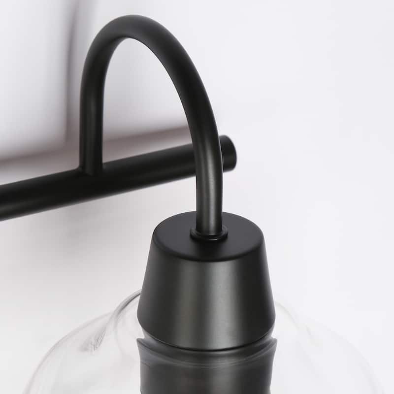 Regan Modern Black 3-Light Linear Farmhouse Bathroom Vanity Lights Dome Glass Wall Sconces - 23.6'' L x 6.5'' W x 8.3'' H