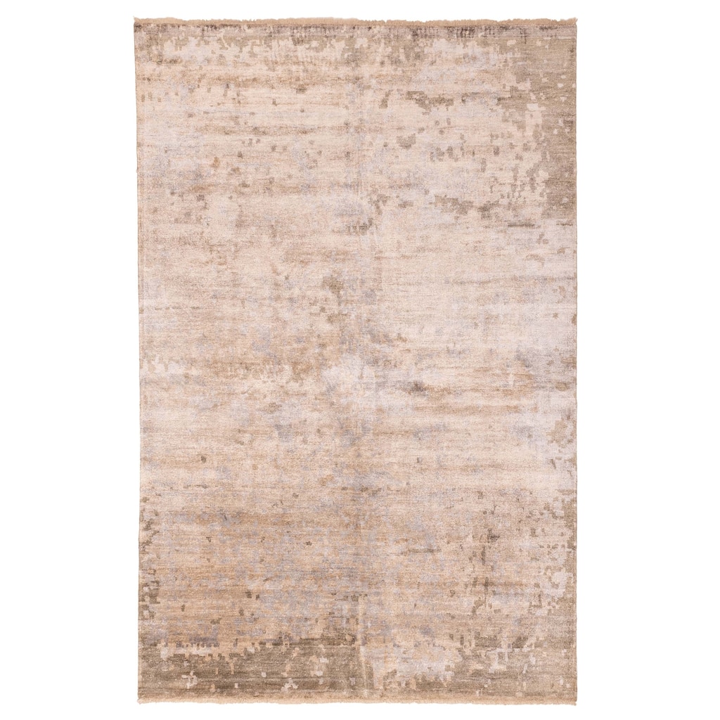 ECARPETGALLERY Hand-knotted Legacy Tan Silk Rug - 6'4 x 9'9