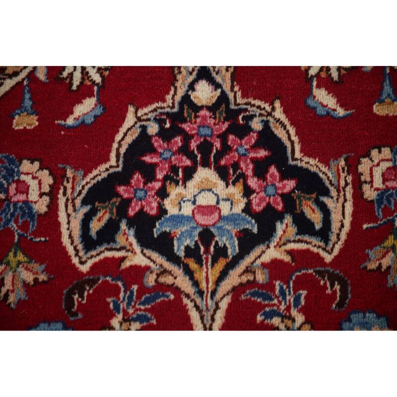 Hand Knotted Oriental 100% Wool Carpet Traditional Floral Red Kerman Area Rug - 16' 0'' X 9' 10''