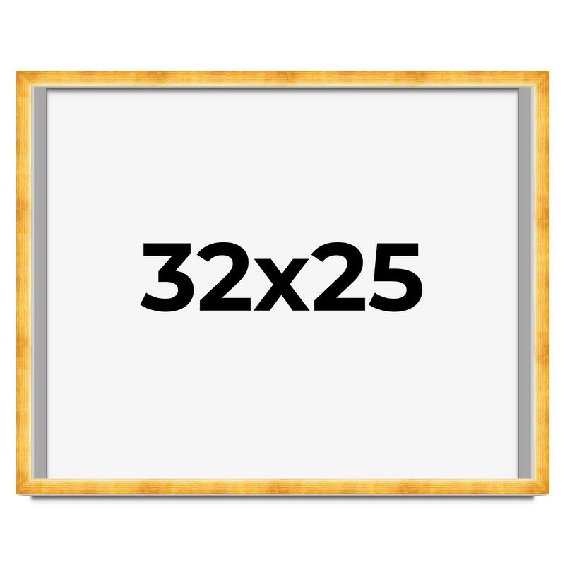32x25 Shadow Box Frame Gold | 1.625 Inches Deep Real Wood Traditional