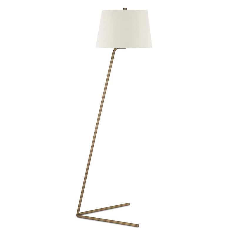 60" Modern Steel Floor Lamp with White Drum Shade and Plug-In Linen Light for Living Room or Bedroom - 60" H x 19" W x 15" D - Brass-White