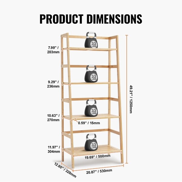 4-Tier Wicker Ladder Shelf Rack, Rattan Storage Organizer for Home