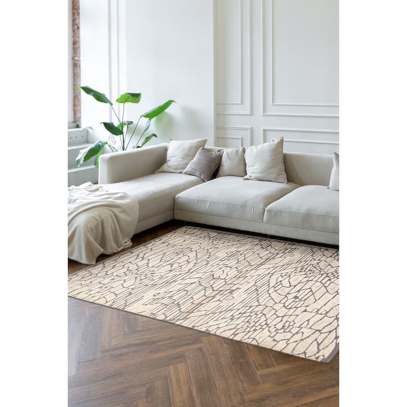 ECARPETGALLERY Hand-knotted Tangier Cream Wool Rug - 2'11 x 4'11