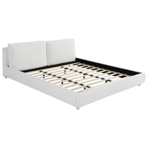 Christopher Knight Home - Charlotte King Size Upholstered Boucle Platform Bed with Removable Pillow Headboard
