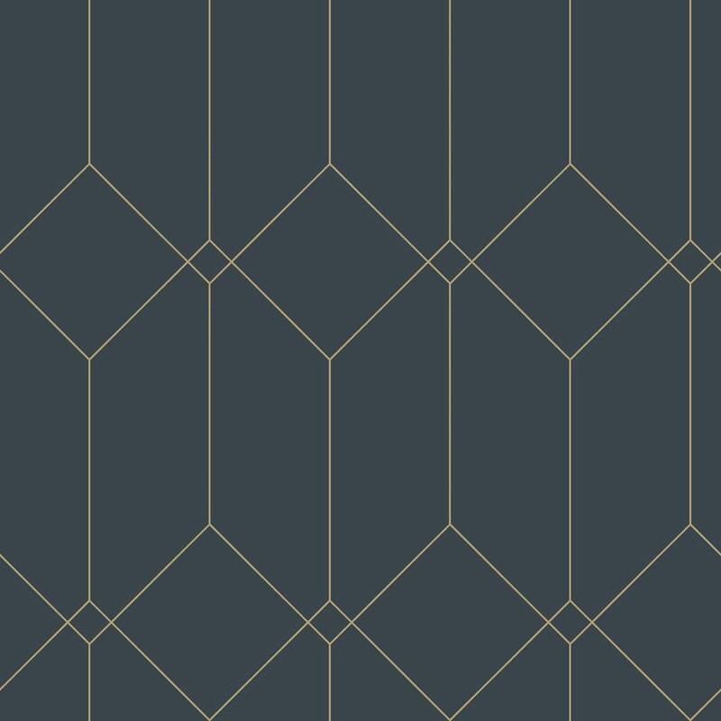 ESTA Home Trilliant Dark Blue Art Deco Motif Wallpaper - Blue