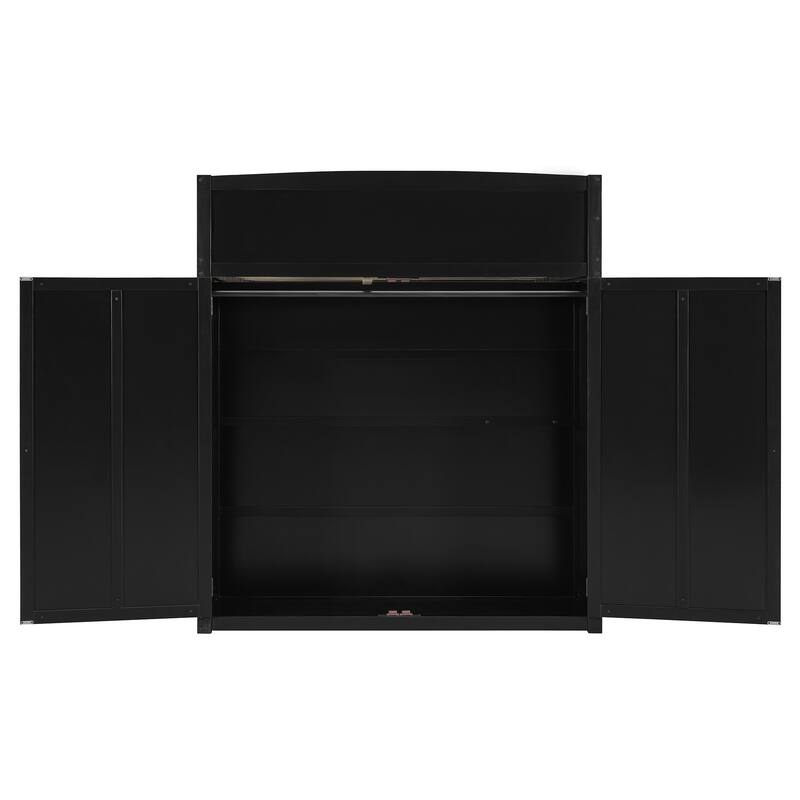 Roomfitters Full Size Loft Bed with Desk, Wardrobe, Storage and RGB Lighting