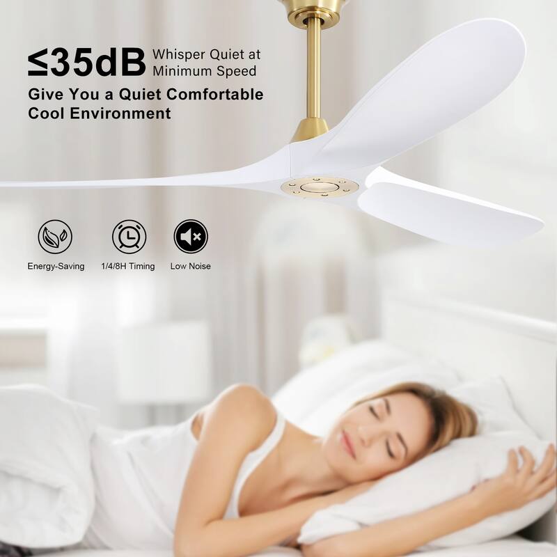 Indoor & Outdoor 60" Reversible DC Motor Ceiling Fan for Bedroom Living Room, 6 Speed, No Light