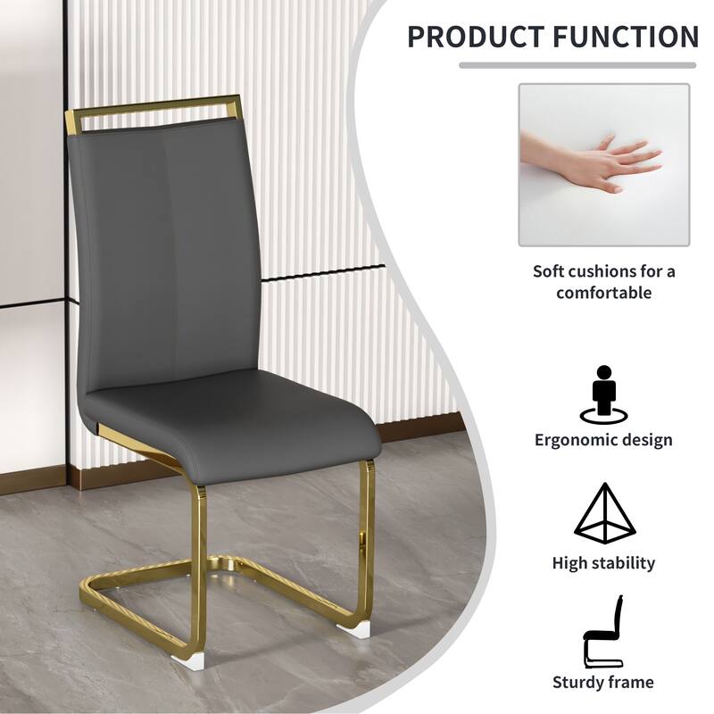 Dining Chair,PU Faux Leather High Back Upholstered Side Chair,Set of 4