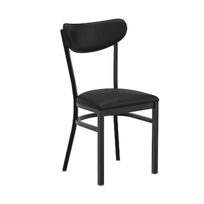 Commercial Metal Dining Chair with Wood Seat and Boomerang Back