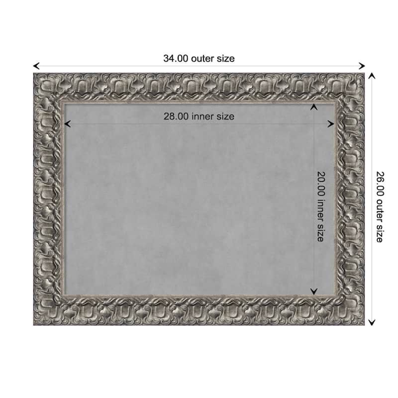 Amanti Art Silver Luxor Framed Magnetic Board - Board Size 28x20