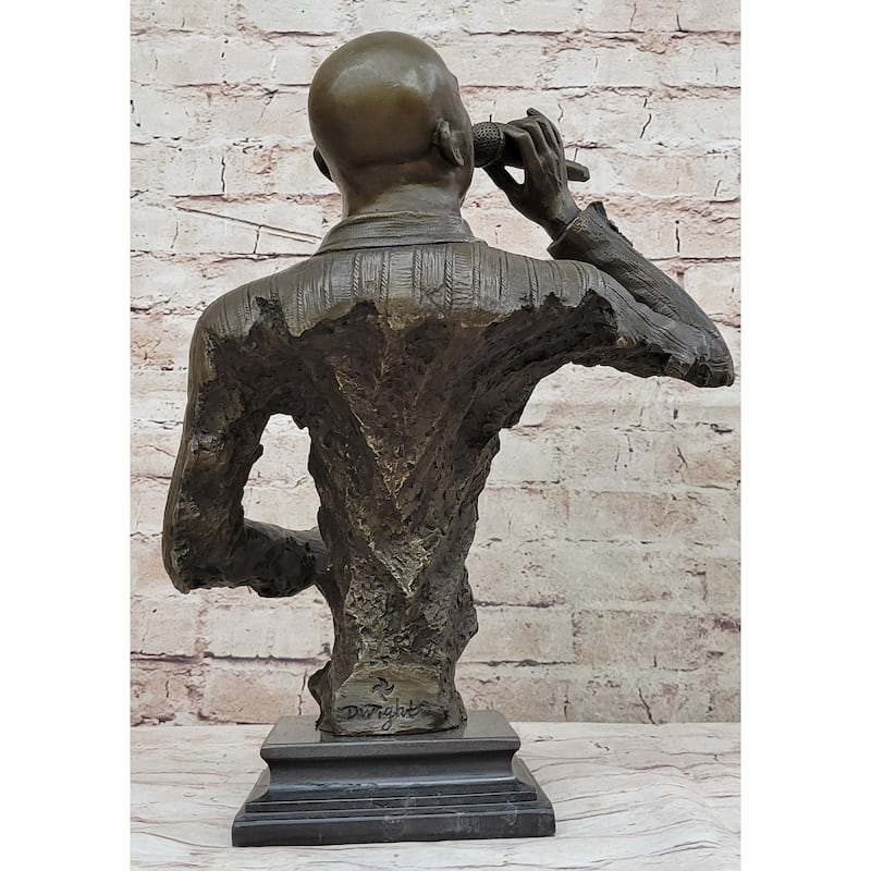 African American Black Singer Bronze Metal Bust Statue Sculpture On Marble Base