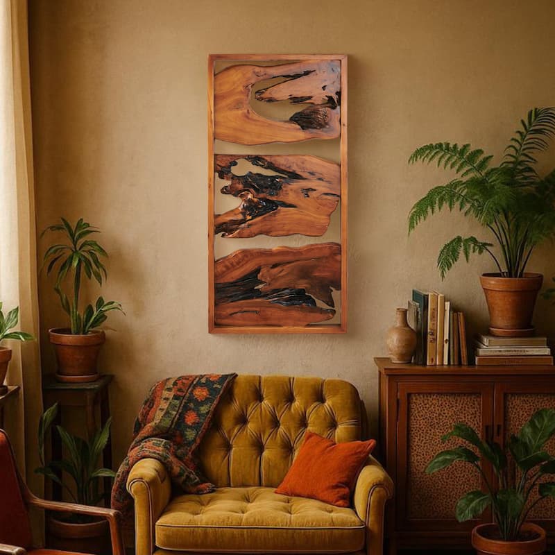 Greenage Rustic Cedar Live-Edge Carved Wall Art