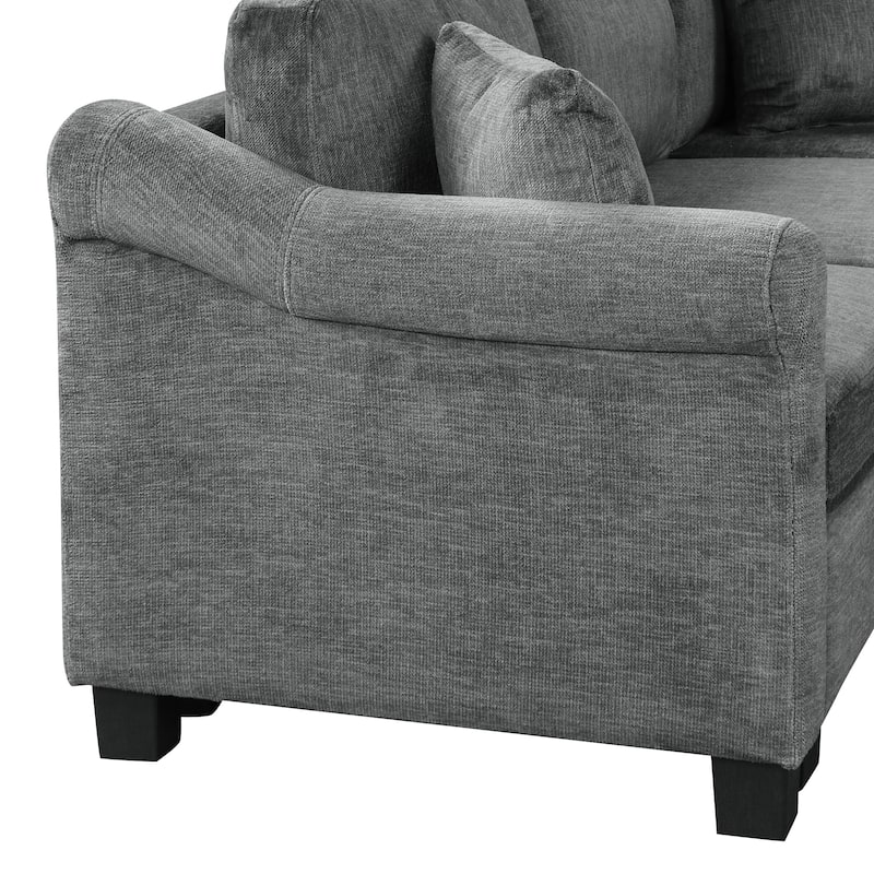 111.8" Chenille U-Shaped Sectional Sofa with Storage Ottoman (6-Seat)