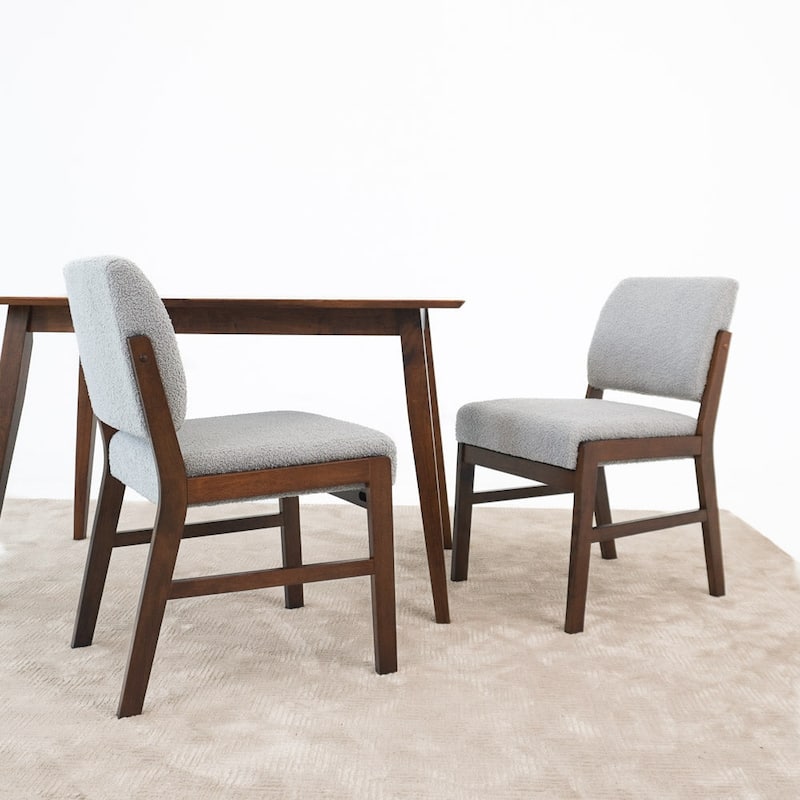 GDFStudio - Weston Modern Wood Upholstered Linen Dining Chair Set with Full-back Support, Set of 2 - 22"W - Light Grey