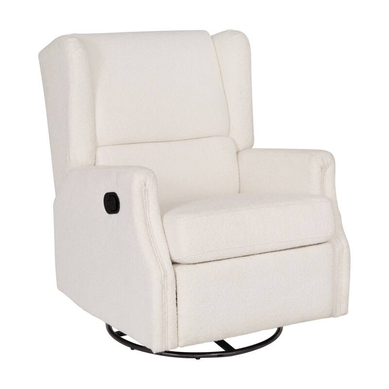 Wingback Manual Rocking Glider Recliner Chair with 360 Swivel - Off-White Boucle