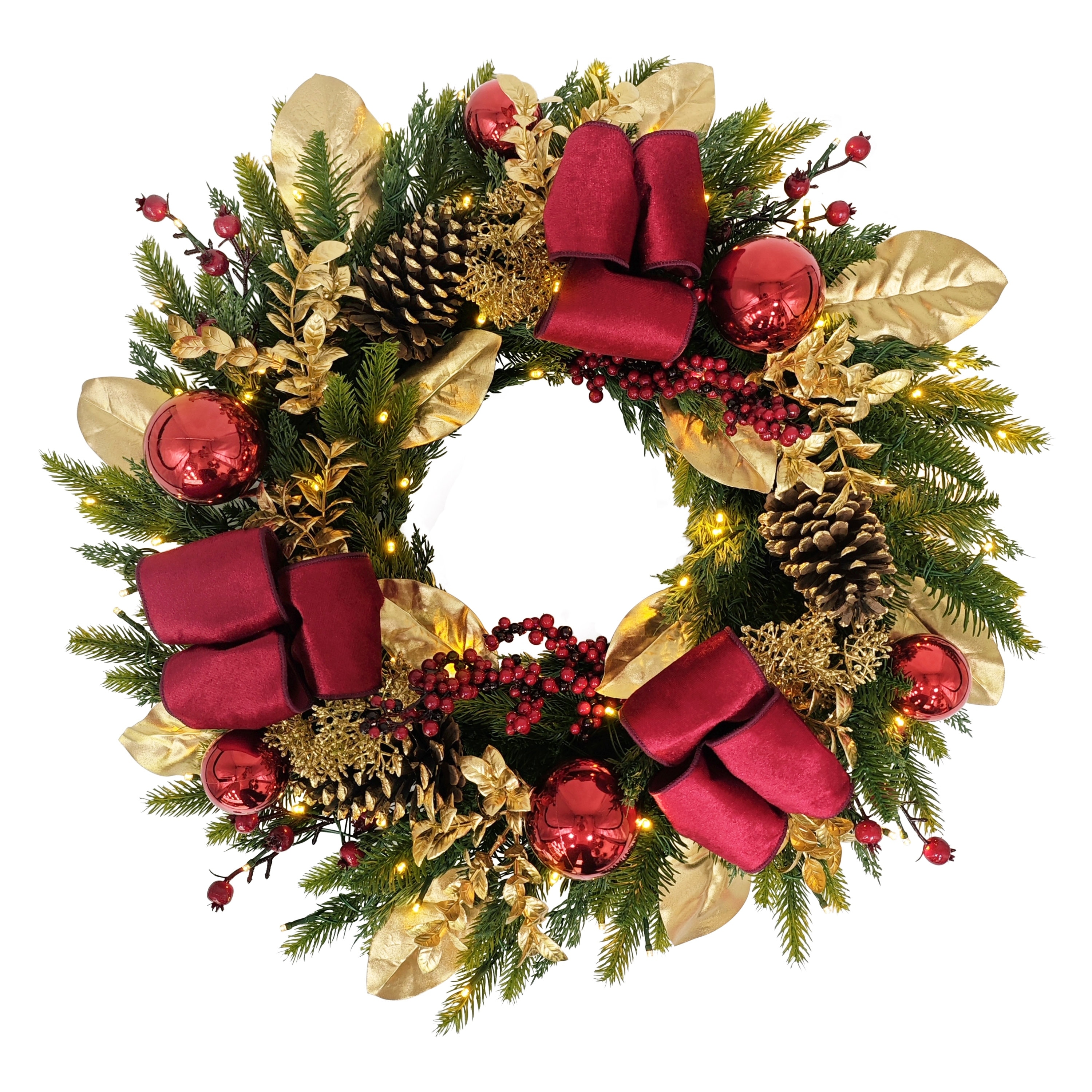 Puleo Internatioanl 26" Pre-Lit Artificial Adorned Christmas Wreath