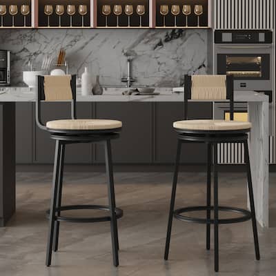Bar Stools Swivel Counter Chairs with Metal Frame Set of 2