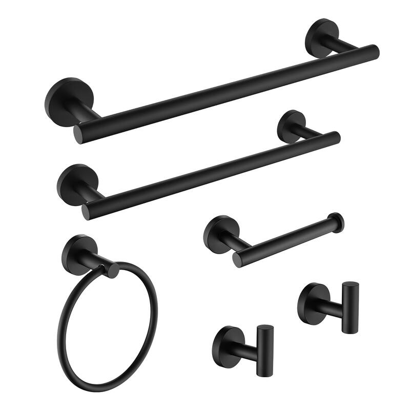 YASINU 6 Pieces Bathroom Towel Rack Set - Matte Black
