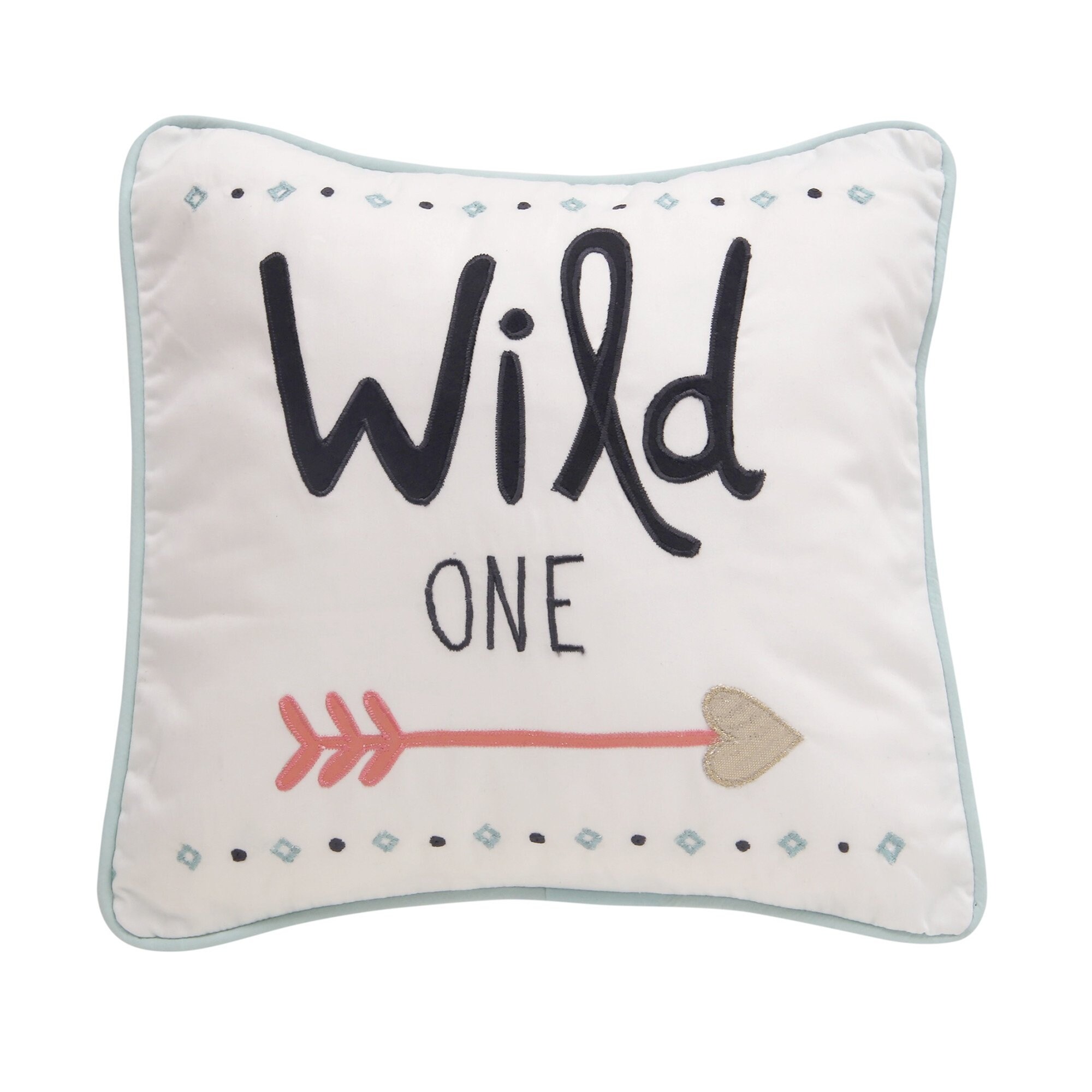 Lambs Ivy Little Spirit White Blue Coral Wild One with Arrow Decorative Nursery Throw Pillow Bed Bath Beyond 23510974