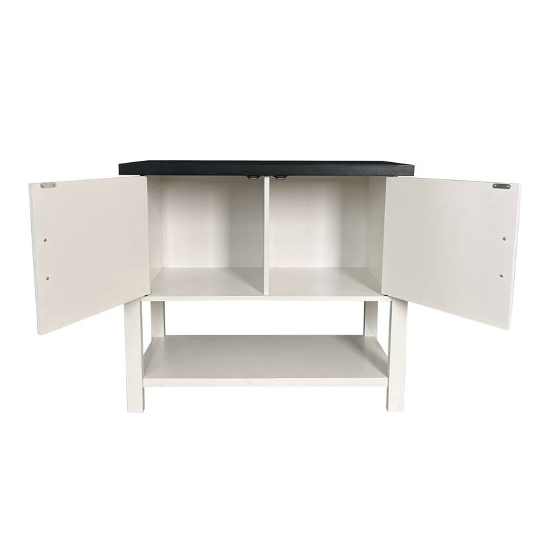 2-Door Modern Console Table, Buffet Storage Cabinet, Black/White
