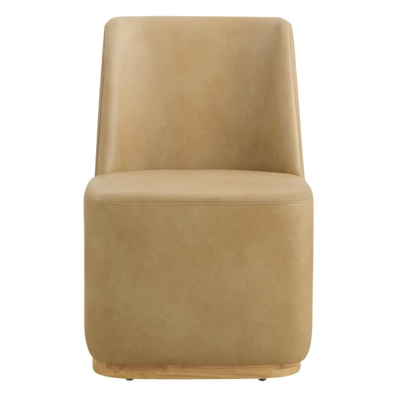 Brian Modern Dining Chairs with Casters&Wood Base Set of 2