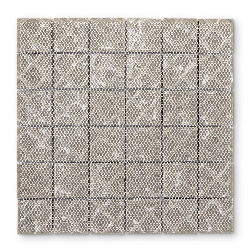 Pierre 12 in. x 12 in. Glazed Light Grey Matte Porcelain Mosaic Wall and Floor Tile