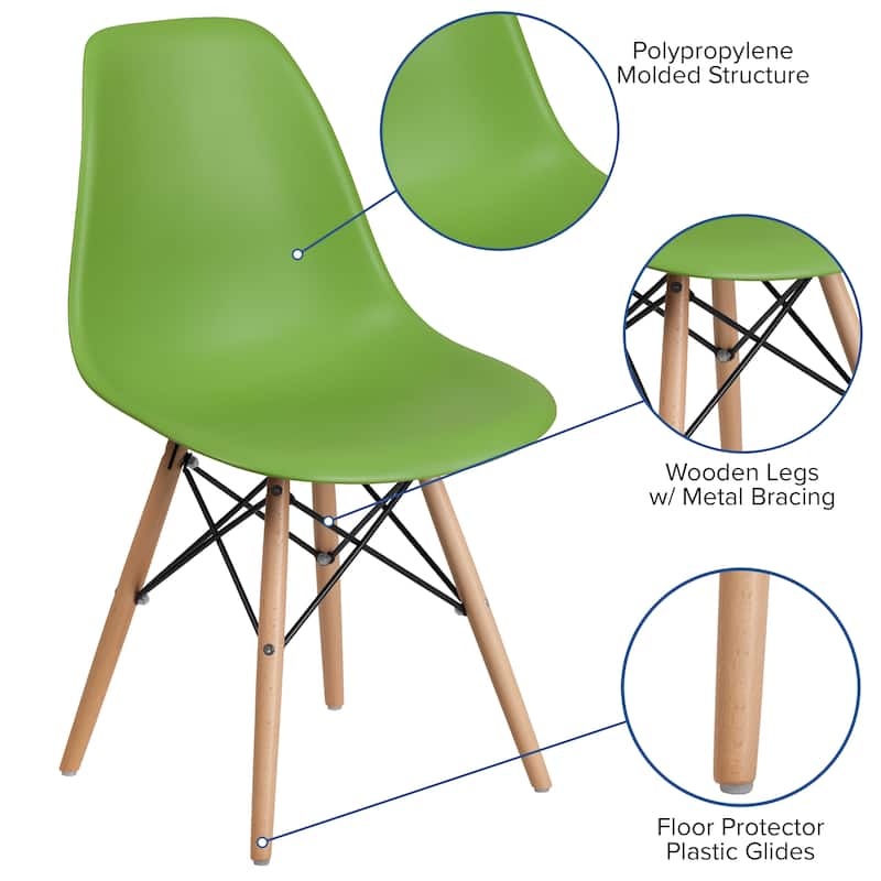 Plastic Chair with Wooden Legs