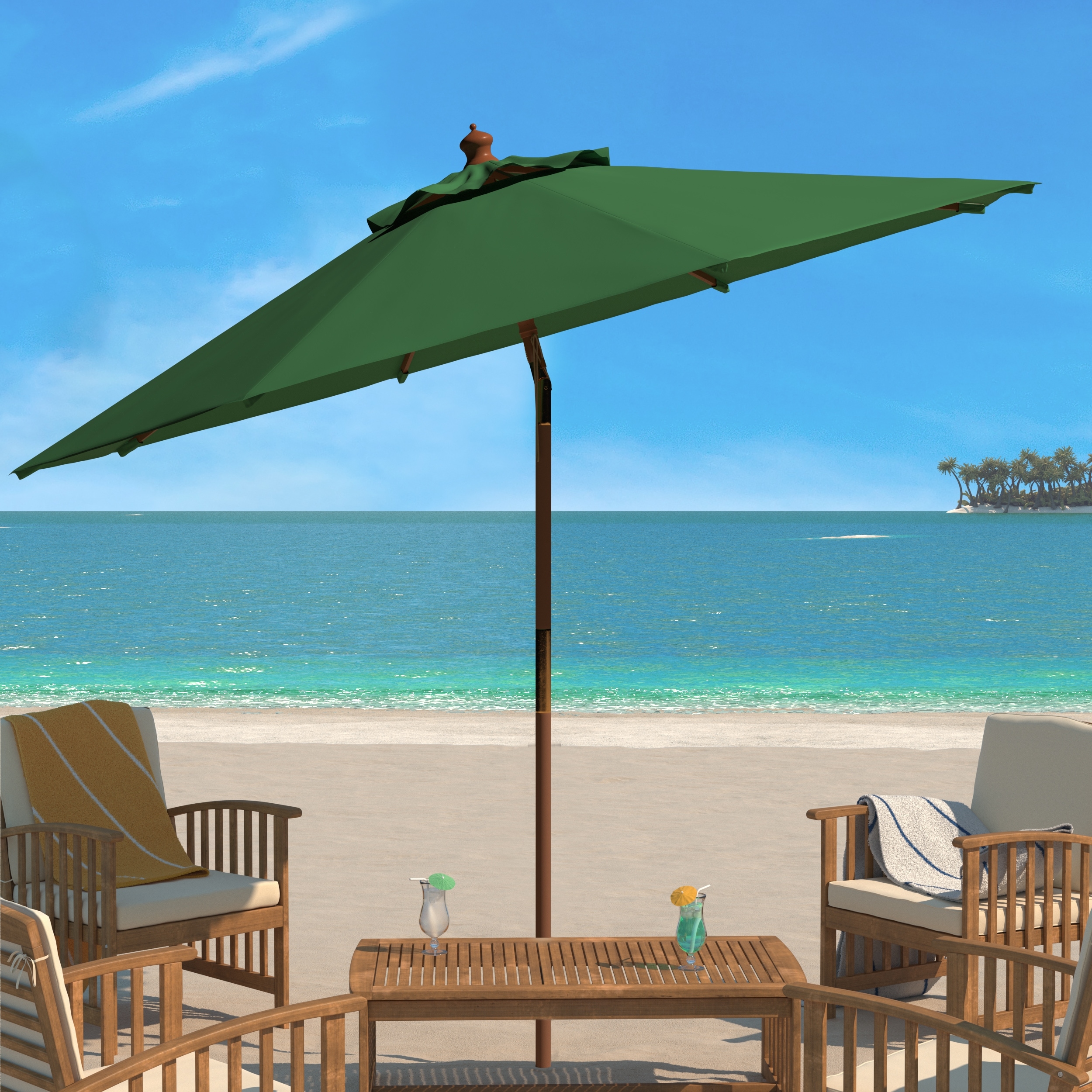 hunter green 9 foot wood patio umbrella CASUNER 9ft Wooden Umbrella, Outdoor Umbrella, Market Umbrella, Patio Wood Pole with Pulley Lift for Garden, Yard, Deck, Pool, Market (GREEN) : Patio, Lawn & Garden The hubs for this model are made from solid wood 7.5ft Aluminum Patio Garden Market