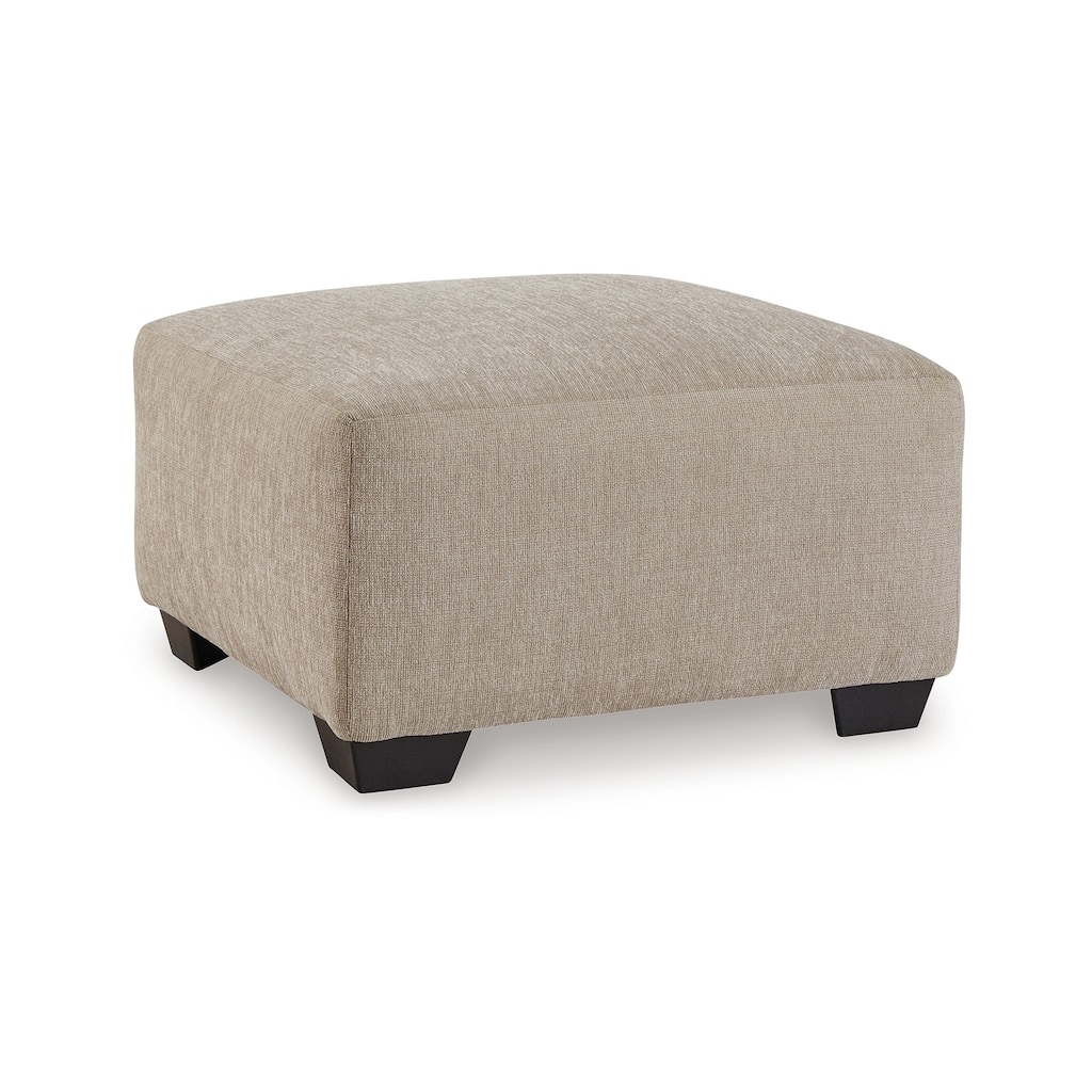 Baley Oversize Ottoman, Faux Wood Feet, Cork Brown Polyester 35 Inch