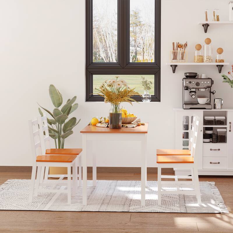 Kitchen Dining Chair Set Breakfast Corner Table and Chair Set 5 Piece with 4 Chair Solid Wood Leg for Coffee Shops Bars Kitchen