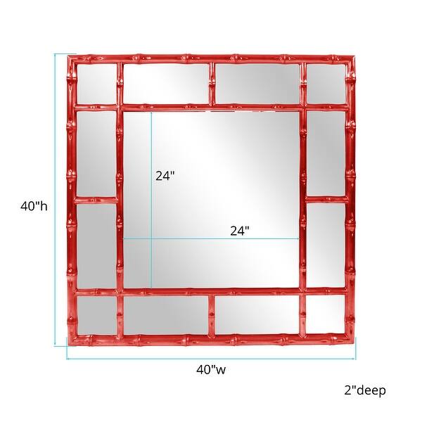 dimension image slide 7 of 8, Allan Andrews Square Bamboo Framed Wall Mirror - 40" x 40"