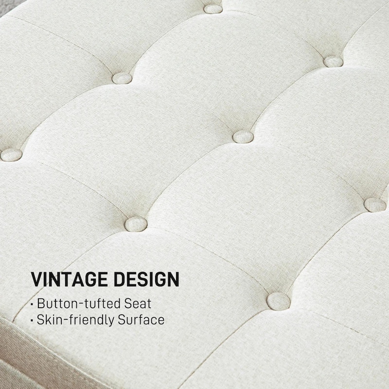 Round Storage Ottoman Bench, Button Tufted Ottoman with Flip Top