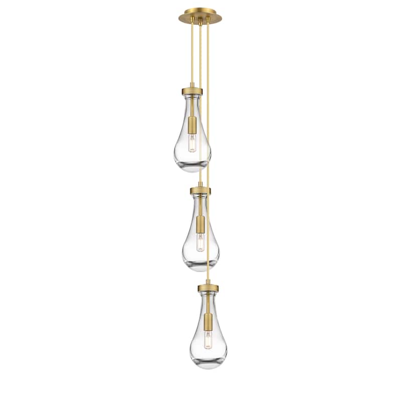 Innovations Lighting Malone - 6 Light 6" Cord Hung Multi Pendant - 6" Canopy - Clear/Brushed Brass