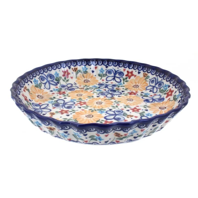Blue Rose Polish Pottery 100 Vena Pie Plate